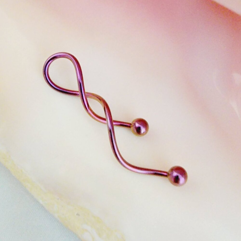 14G Purple PVD plated stainless steel twist industrial barbell NWT